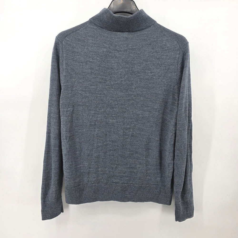 J.Crew Mens Large Heather Gray Merino Wool Blend Quarter Zip Pullover Sweater - Picture 2 of 6